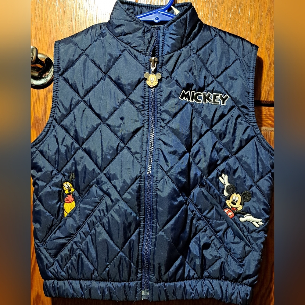Mickey Mouse Quilted Vest Navy Blue Charmed Zipper 2T
